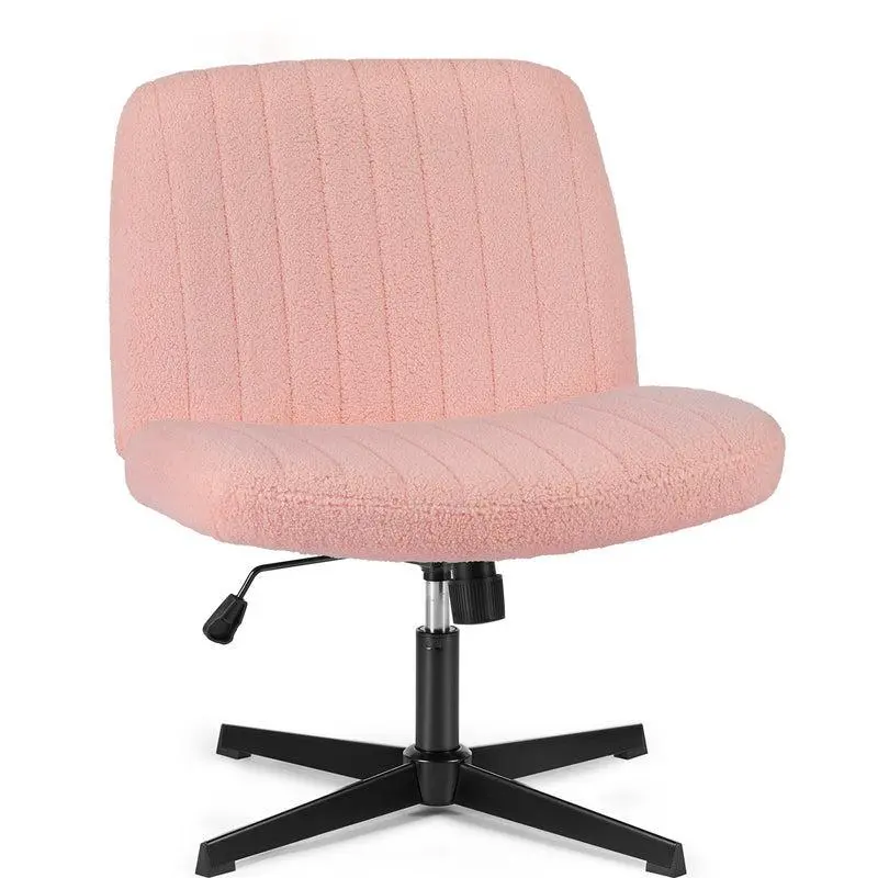 Cross-Legged Office Chair without Wheels, 26" Wide Armless Swivel Desk Chair with Rocking Mode, Adjustable Height, Padded Cushion for Home or Study