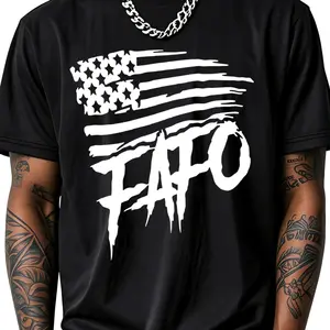 100% Cotton American Flag Fapo Design T-Shirt Women Men Outdoor Casual Short Sleeve Comfortable And Versatile