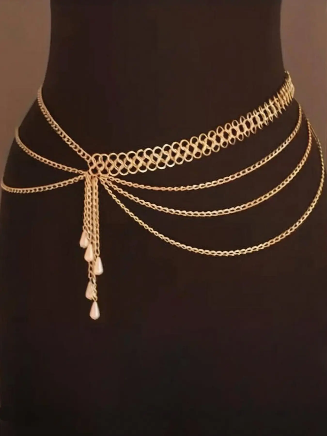 Mother's Day Gift, Chain, Multi Layer Waist Chain for Women Tassel Dangle Artificial Pearls Body Chain Jewelry Dress Accessories Waist Beads, Beaded Waist Chain, Waist Chain Accessory