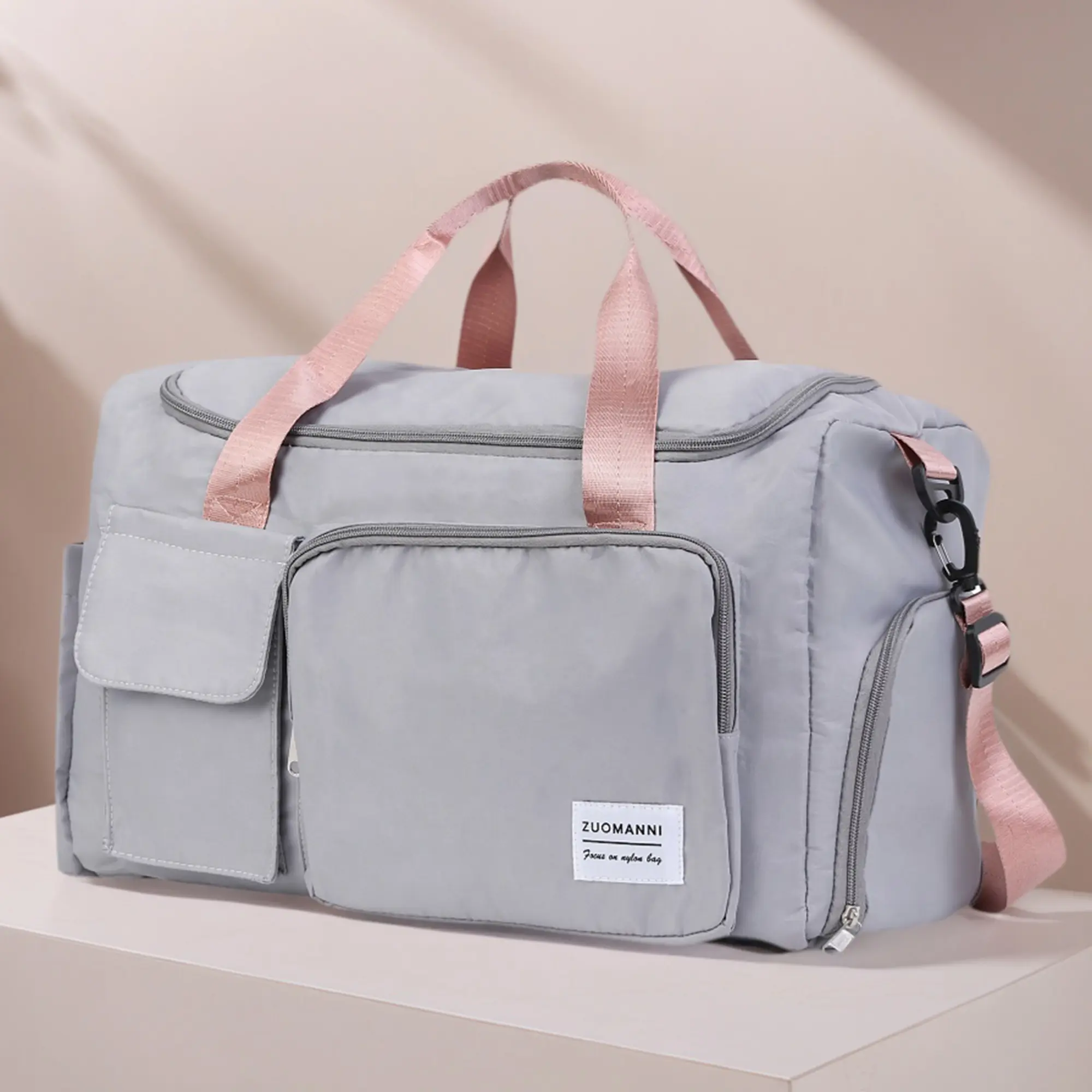 Unisex Minimalist Multi-Pockets Duffel Bag, 2026 Trendy Adjustable Large Capacity Zip Travel Bag, Multifunctional Carry-On Gym Bag, Perfect for Spring Travel and Daily Workouts