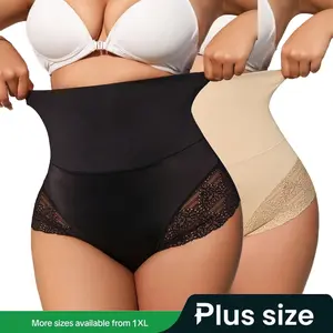 Women's Plus Size Shapewear Tummy Control Panties for Women High Waisted Faja Body Shaper No Show Lace Briefs Underwear Womenswear