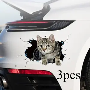 3pcs 3D Simulation of Cute Cats Peeking Peering Car Sticker Creative Funny  Decal Sticker Waterproof Car Decoration Accessories Car Decals