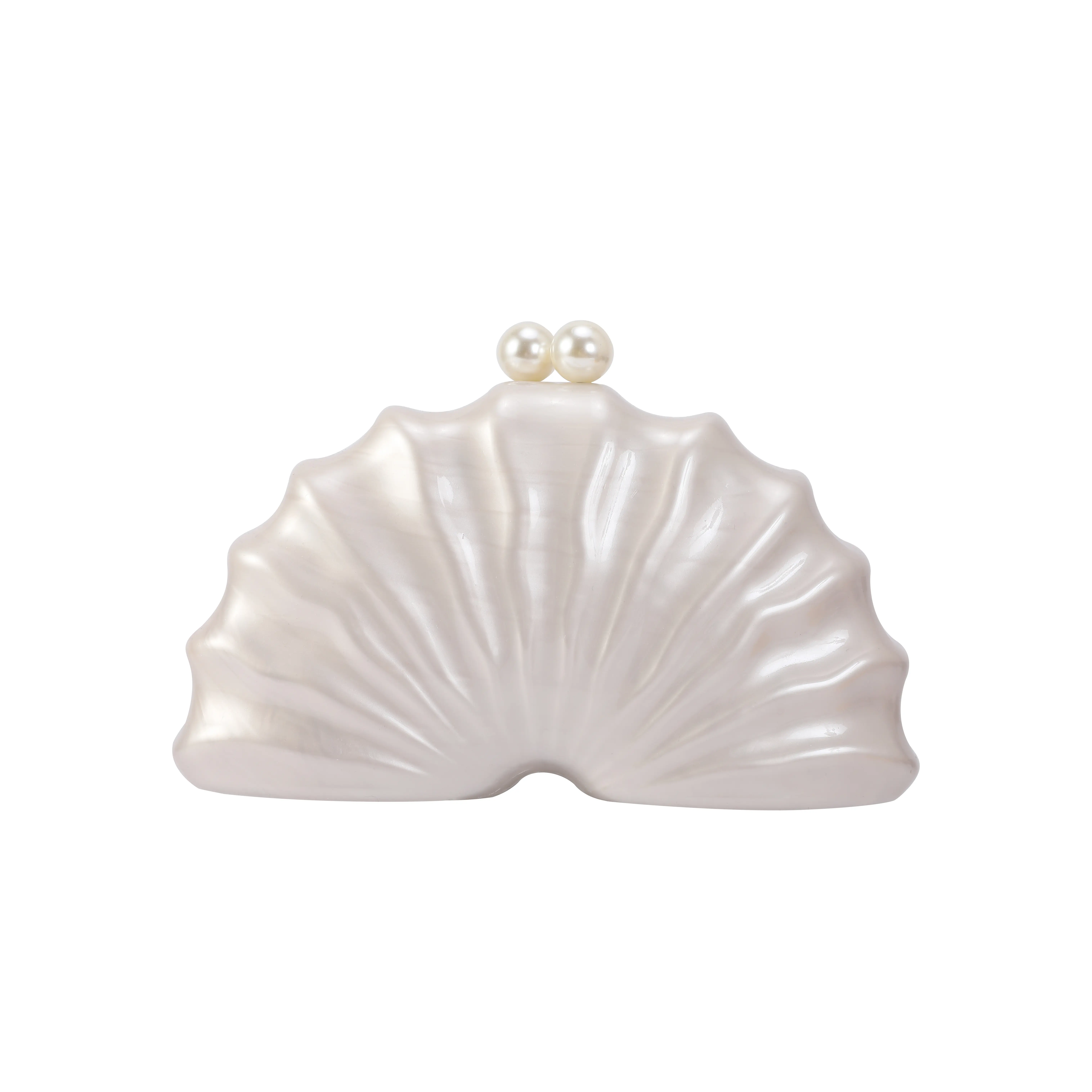 Women's Acrylic Shell Shaped Clutch Luxury Marble Evening Handbag with Unique Chain Shoulder Bag for Wedding Party Purses