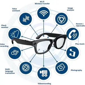 AI Smart Glasses Camera 2MP HD Video Recording Glasses with Audio, Real-Time Translation, Bluetooth Call & Music, AI Object Recognition, Touch Control, Wearable Camera Glasses for Men Women Travel Outdoor