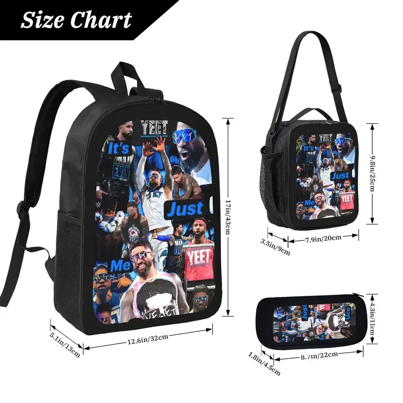 YEET Wrestling-themed Backpack Trio - Student Backpack Pencil Case and Lunch Bag Set with Unique Design Functional Features for School