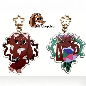 Dandy's World Toon Acrylic Keychain - Bassie and Cocoa Cute Cartoon Keyrings - Unique Keychains for Personal Style, Cute Keychains for Bags and Keys, Durable, Lightweight and Perfect for Personal Style, Collecting and Gifting