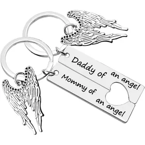 Loss Memorial Keychain Mommy Daddy keyring Set Miscarriage Keepsake Baby Memorial Jewelry Sympathy Gift for Infant Loss Child Loss Silver