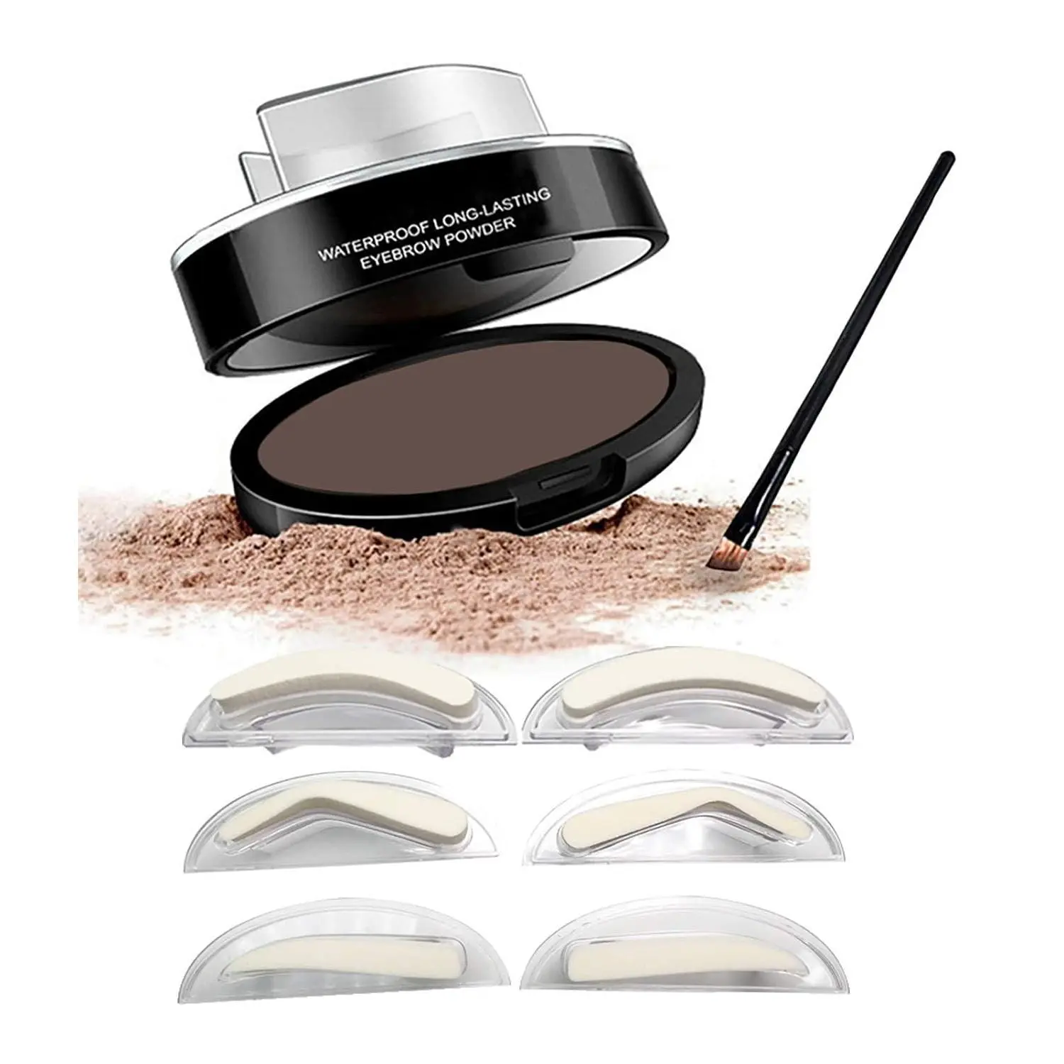 Eyebrow Powder,Waterproof Eyebrow Stamp Powder Seal Perfect Nature Eye Brow Powder Tinting Coloring Kit Delicate Shape (201# Dark Brown)