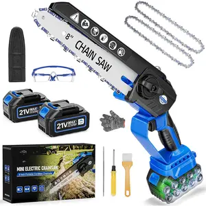 Mini Chainsaw 8-inch, Portable Electric Chainsaw Cordless, Handheld Power Chain  with 2 , Garden Tools for Tree Trimming  , Gifts for Dad, Husband, Men, Women