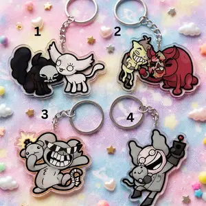 Mewgenics Video Game Acrylic Keychain, Cute Horror Cartoon Character Keyring, Funny Creepy Chibi Bag Charm, Indie Game Pendant Accessories Gift for Fans