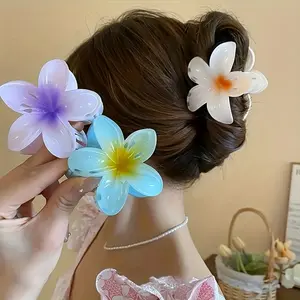 6pcs Large Tropical Flower Hair Claw Clips - Non-Slip, Vibrant Gradient Colors (Purple to Blue), Perfect for Womens Everyday Hairstyles, Ponytails, and Updos, Women's Accessories | Decorative Durable Accessories,