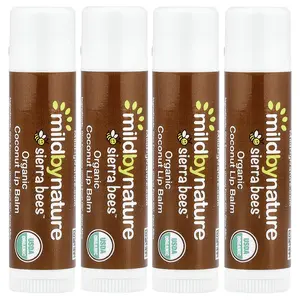 Mild By Nature Sierra Bees™, Organic Lip Balms, Coconut, 4 Pack, 0.15 oz (4.25 g) Each