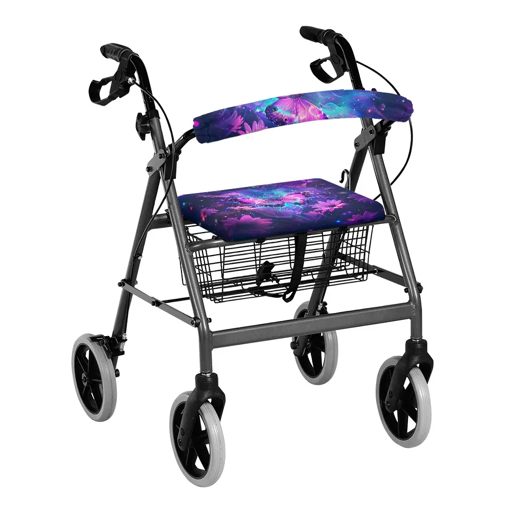 Rollator Walker Seat & Backrest Rollbar Covers Set - Durable Washable ， Tie-dye butterflies Rollator Accessories for Men Women Seniors - Stylish  Comfort Upgrade for Indoor Home Outdoor Errands Doctor Visits Park Walks