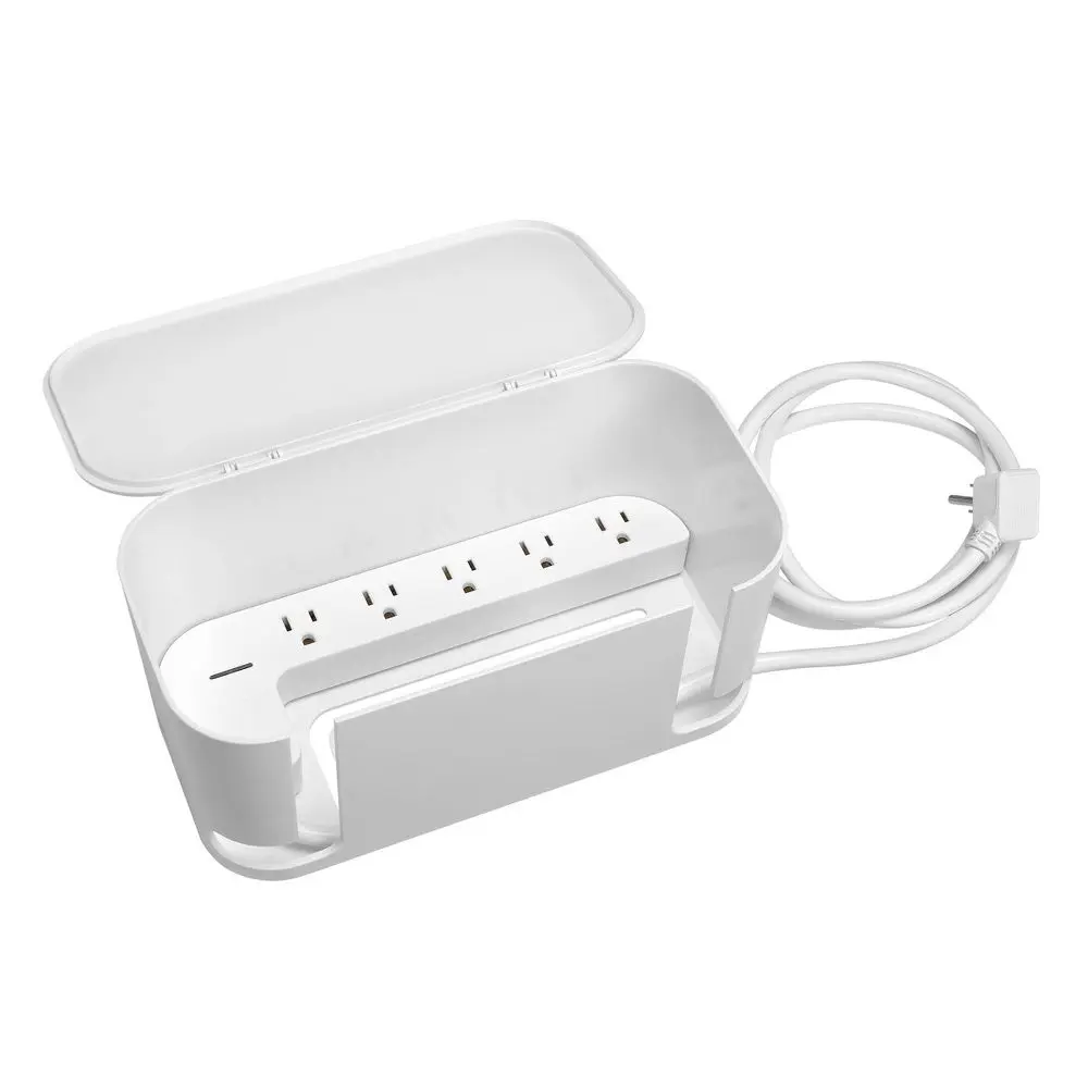 Globe Electric Cord Management Box White: Cable Organizer & Cord Hider 5" H x 10.94" D x 5.77" W