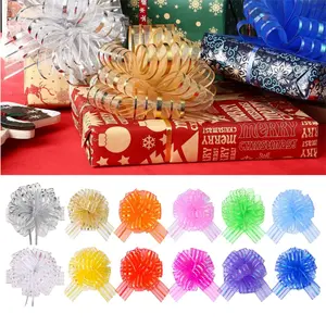 Pack fo 12 Large Pull Bow 6 inches Organza Gift Wrapping Ribbon Bow for Wedding Baskets Gift Wrapping and Decoration(Mixed Color) - Home Improvement.