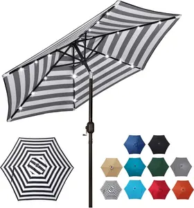 7.5 ft Solar Umbrella, 18 LED Lighted Patio Umbrella, Table Market Umbrella