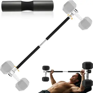 Dumbbell Barbell Converter Bar Set, Adjustable Dumbbell Converter for  Gym, Compatible with  Dumbbells Including BowFlex, -Steel Bar, Supports Up to 220 lbs for Weight Lifting