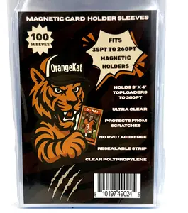 Magnetic Card Holder 100 Pack Resealable Ultra Clear Sleeves for One Touch, 3x4 Toploaders (35pt–260pt), Acid-Free No PVC Card Protectors