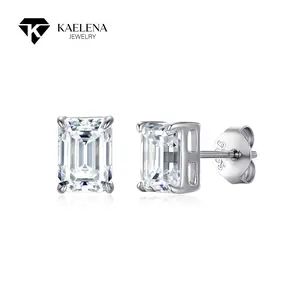 Kaelena D Color VVS1 Emerald Cut Lab-Grown Moissanite Stud Earrings in S925 Silver Unisex Daily Wear | Perfect Gift for Mother's Day, Valentine's, Birthday & Anniversary