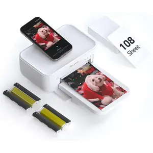 Photo Printer 4x6,+108Sheets&2ribbon, Picture Printer for , Android, Smartphone,Portable Photo Printers for  Use,Thermal Dye-Sublimation, AR Video Printing(White)