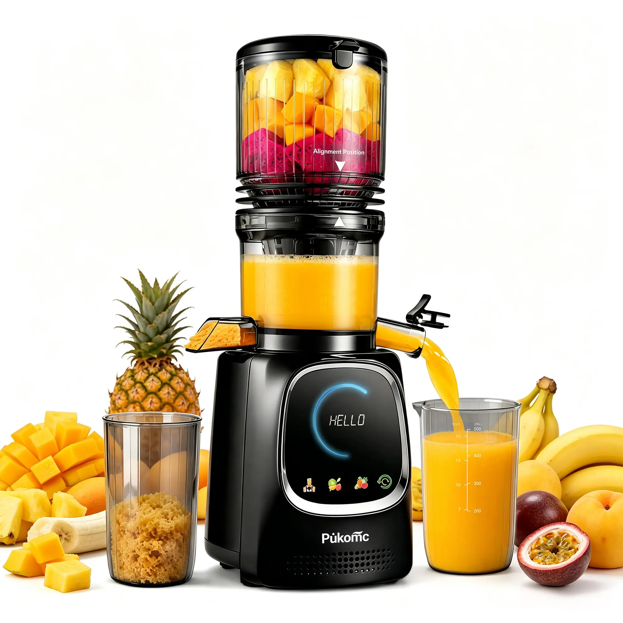 Pukomc Cold Press Juicer Large 5.3 Inch Feed Chute Juice Yield Up to 98% Easy to Clean with Two Filters for Whole Vegetables and Fruits,summerwins summerwins,home essentials