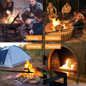 46" Adjustable Stainless Steel Heavy Duty Fire Pit Stick Poker 5/8 Inch Diameter Pole for Outdoor Patio Camp Bonfire Fireplace