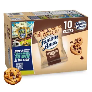 Famous Amos Classic Chocolate Chip Cookies, Bite-size cookies, Sweet Treats, 10 Pack Box, 1oz Bag