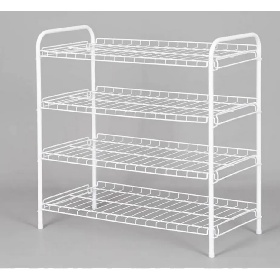 4-Tier Steel Wire Shoe Organizer Holds Up to 12 Pairs Arctic White Hanging Design