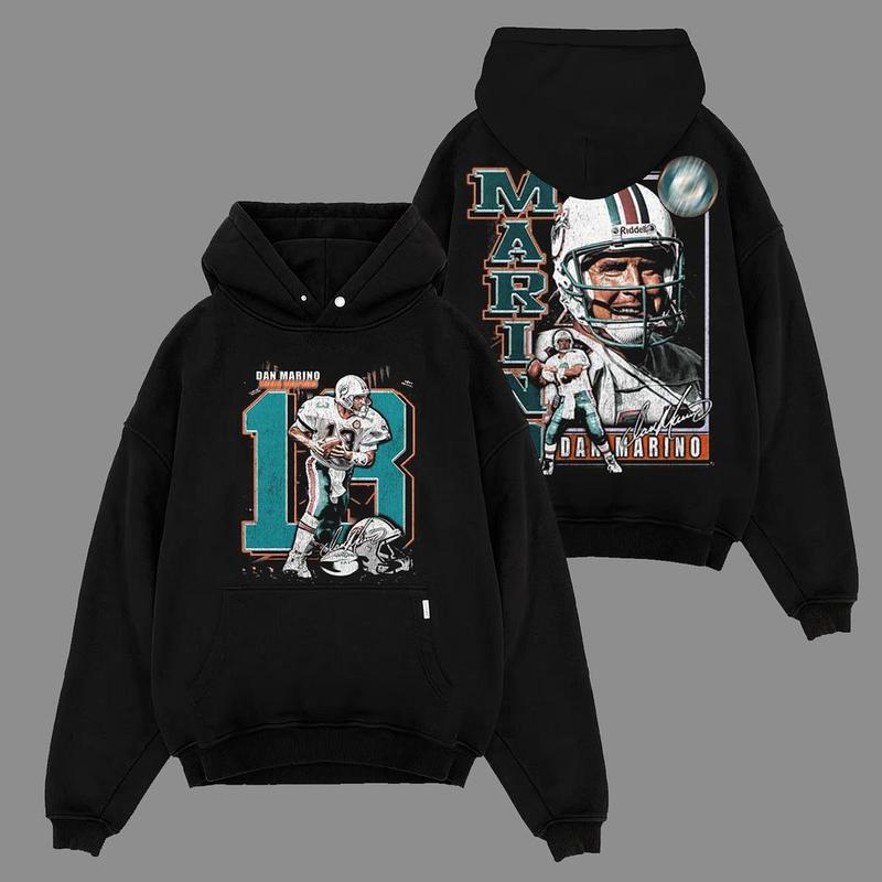 Professional Vintage Dan the Man - Dan Marino 18 Game Day For Dolfans Cotton Hoodie T-Shirt (Made In US), Marino Magic Fans Outfit, Football Graphic Hoodie Shirt, Gift For Football Fans - Ready to Ship