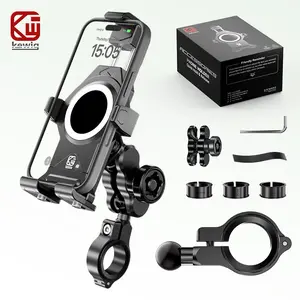 【fathersdaygift】Kewig M23 Anti-Theft Aluminum Alloy Phone Mount, Motorcycle & Bicycle Accessories, Automotive Accessory with Impact-Proof Shock Absorption, High-Speed Safety Lock Screw Kit, Adjustable Handlebar Mount for 4.7-7.2in Smartphones,, Camera, Si