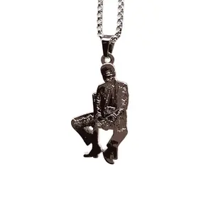 Kid Cudi Fan-Made "Man on the Moon: Mr. Rager" Pendant Chain Necklace – 60cm Stainless Steel Chain