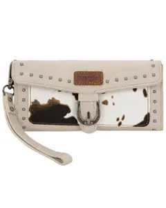 Wrangler Women's Cow Print Tri-Fold Wristlet Wallet - Wg195-W054-Bg