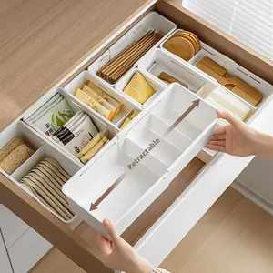 Japanese style drawer type storage box expandable cutlery divider storage box multifunctional office stationery sorting organizing box