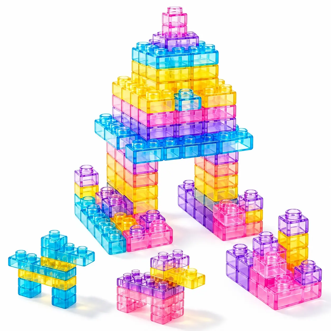Pastdo 40-Piece TPE Jelly Stacking Bricks, Translucent Soft Stretchable Building Set for Kids Ages 3+ – Creative Play & Stress Relief Toy