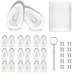 10-Pairs Glasses Nose Pad,Screw-in Soft Silicone Air Chamber Eyeglass Nose Pads,Eyeglasses Repair Kit with Screws & Screwdriver,Anti-Slip & Easy Install,for Most Glasses & Sunglasses (10 Pairs 15mm)