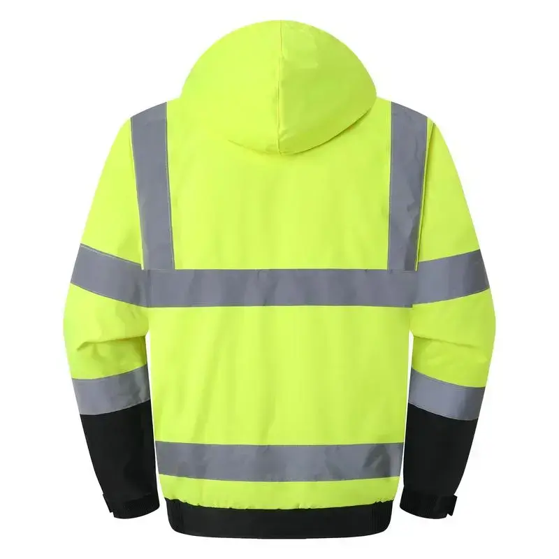 High Visibility Reflective Jackets for Men, Waterproof Safety Jacket with Pockets, Hi Vis Yellow Coats with Black Bottom, Mens Work Construction Coats for Cold WeatherGift High Visibility Reflective Jackets for Men, Waterproof Safety Jacket with Pockets, Hi Vis Yellow Coats with Black Bottom, Mens Work Construction Coats for Cold WeatherGift