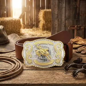 Western Belt Buckle for Men and Women - Cowboy Rodeo Style Decorative Buckle Fits Up to 2 Inch Belts - Durable Metal Hardware for Jeans Pants Western Wear Fashion Accessory Perfect for Country Rodeo Theme Parties Gifts