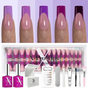 SXC Cosmetics X-Pro Tips French Tip Press on Nails – French Purple Edition Starter Kit