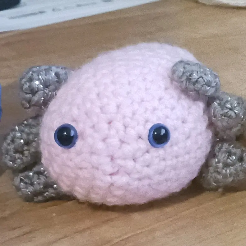 pink and gray sparkle Axolotl