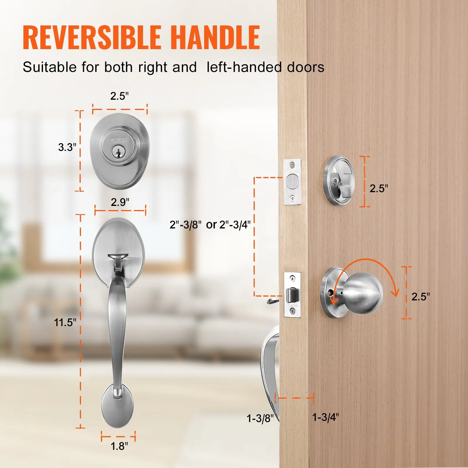 summervibes VEVOR Front Door Handle and Deadbolt Set, Satin Nickel ...