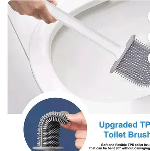 Single toilet brush, silicone toilet brush, strong flexibility, 90-degree bendable design, easy-to-clean toilet brush, no dead corners cleaning, durable and long-lasting cleaning toilet brush
