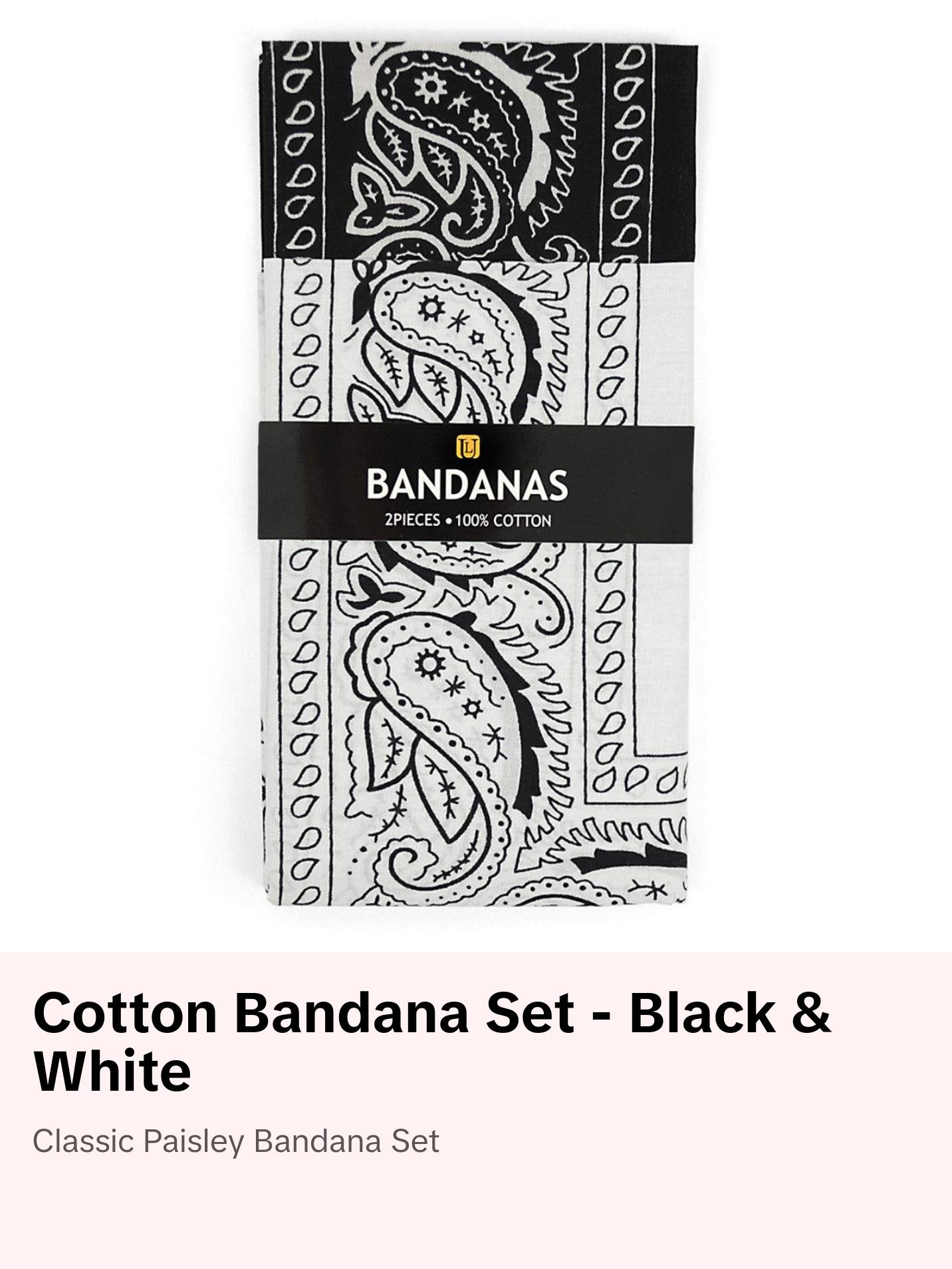 Cotton Bandana Black & White Duo Pack