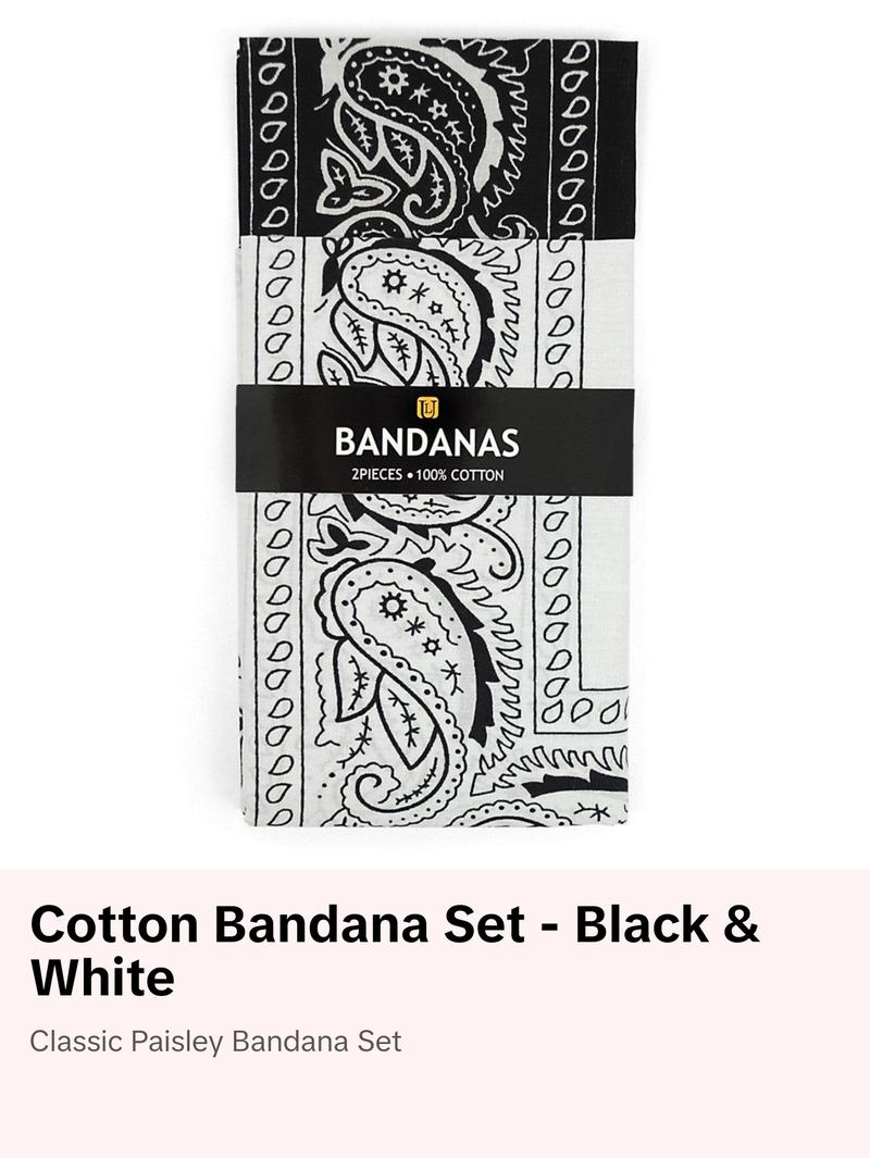 Cotton Bandana Black & White Duo Pack