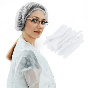 100 Pack 21" Disposable Nonwoven Bouffant Caps Hair Net for Hospital Salon Spa Catering and Dust-Free Workspace (White)