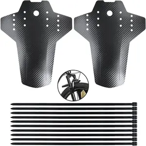 2PCS Mountain Bike Fender MTB Mud Guard, Adjustable Carbon Fiber Bicycle Mudguard Front + Rear Fender Set Compatible with 26"/27.5"/29" Waterproof Mountain Bike Mud Guards, Easy to Install