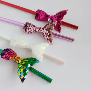 Mermaid Tail Glitter Straw(1-PACK,4PCS), Paper straw, Sparkling Fish Scale Design for Summer Drinks, Perfect for Beach Parties, Birthdays & Bachelorette Events