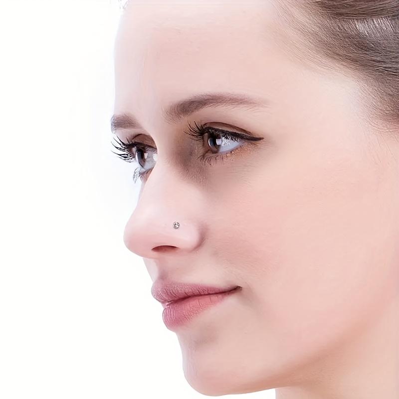 [40pcs Classic Stainless Steel Stud] 40pcs Bohemian Colorful Zirconia Exquisite Shiny Stainless Steel Nose Stud Body Piercing Jewelry Set Vacation Travel Beach Body Piercing Jewelry