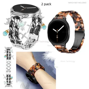 Metal strap suitable for Samsung Galaxy Watch 8 strap 40mm 44mm/Watch 8 Classic 46mm elegant and fashionable strap, women's thin bracelet stainless steel strap 40mm, resin strap women's strap resin replacement for Samsung Watch 8 strap, Smart Watch Strap