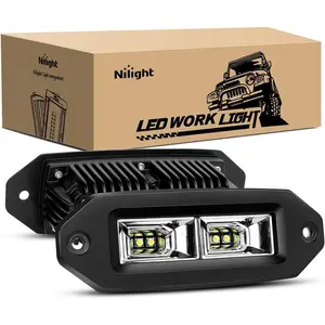 Nilight 2Pcs 40W Aluminum Die-Cast Flush Mount LED Pods - 3600 lm Output Flood Beams Work Lights, IP67 Rated Off-Road Backup Fog Lamps with Mount Kit for Trucks, ATVs