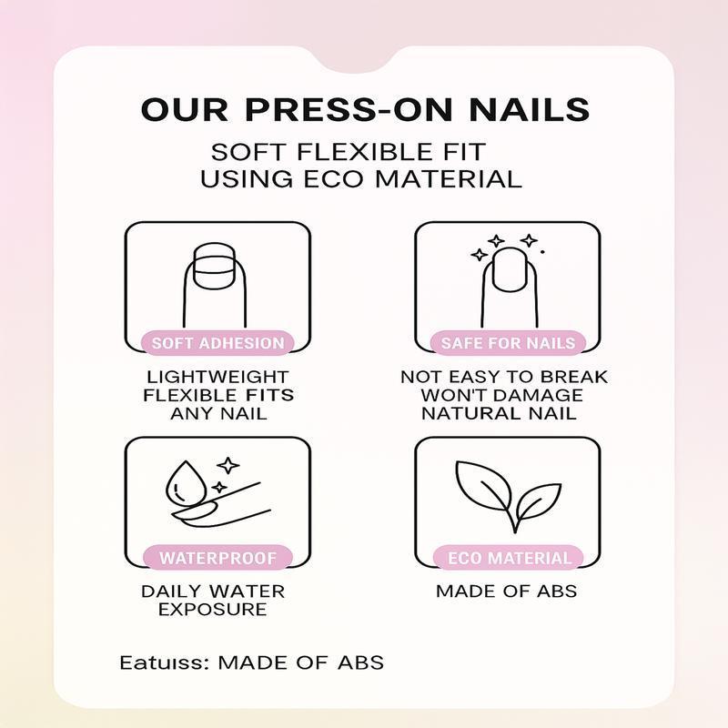 24pcs Medium Duck Bill Nail Art Set, Rose Color, Striped & Rhinestone Decorations, Glossy Finish, Easy to Apply, for All Girls & Ladies, Stylish Acrylic Nails